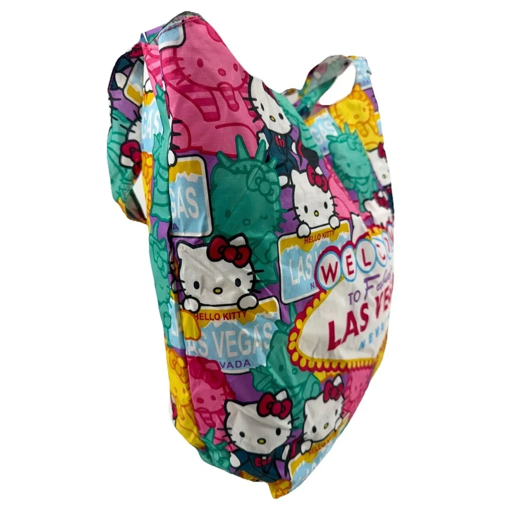 Hello Kitty Las Vegas Reusable Tote Bag Colorful Sanrio Ripstop‎ Style EUC